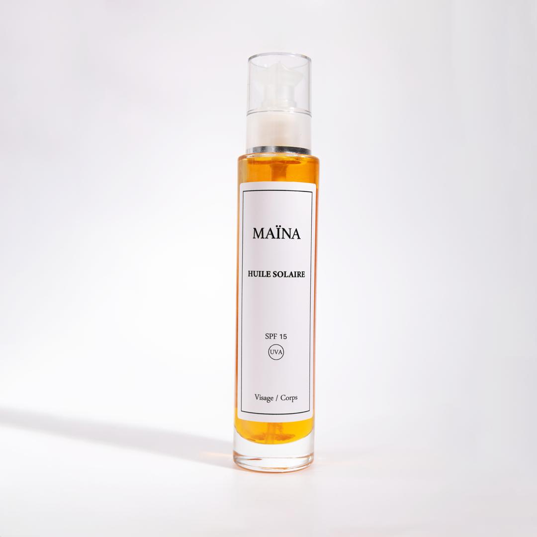 Huile solaire pailletée à l’huile d’argan – Fleur d’oranger – SPF 15 & SPF 30 – 100 ml